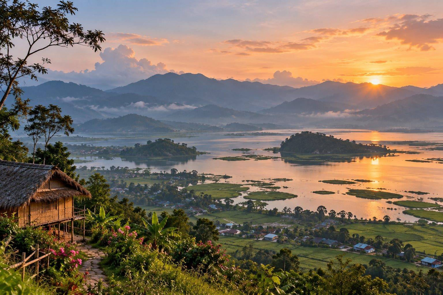 Manipur landscape at sunset