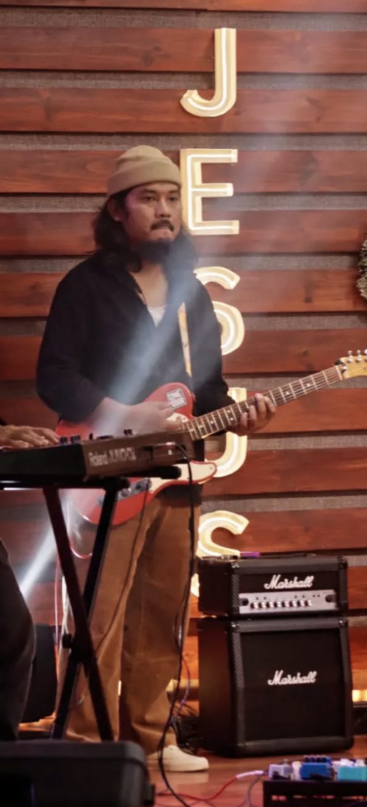 Temjen Longkumer performing with a Marshall amp
